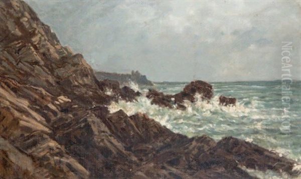 Rochers Sur Un Littoral Breton, Probablement Pres De Pont-aven Oil Painting by Auguste Paul Charles Anastasi