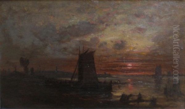 Soleil Couchant Oil Painting by Auguste Paul Charles Anastasi