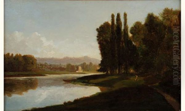 La Marne A Reuil Oil Painting by Auguste Paul Charles Anastasi