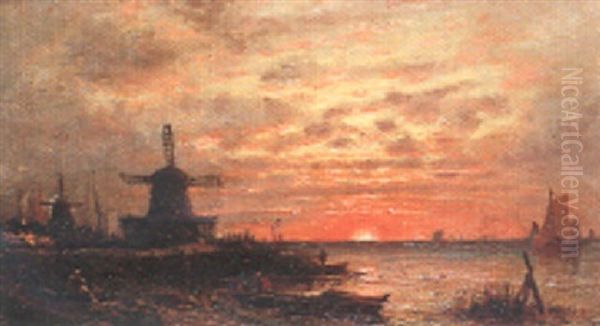 Coucher De Soleil Oil Painting by Auguste Paul Charles Anastasi