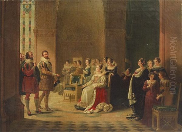 Henri Iv Et Catherine De Medicis Oil Painting by Marguerite-Virginie Ancelot