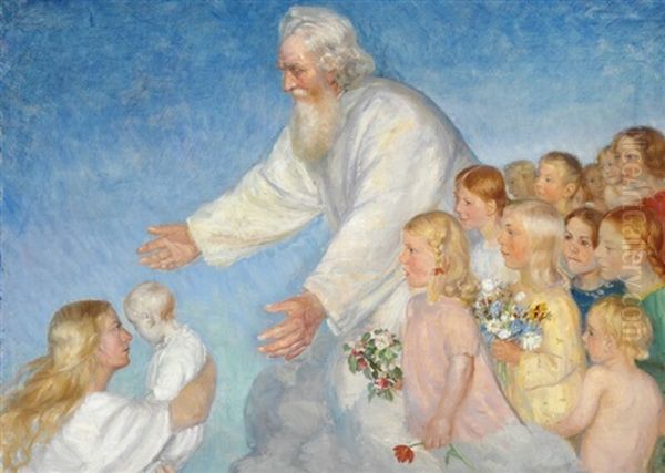 Our Lord Receives The Dead Child Oil Painting by Anna Kirstine Ancher