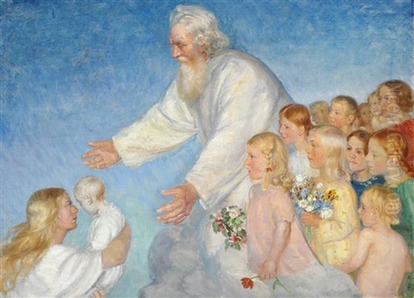 Our Lord Receives The Dead Child Oil Painting by Anna Kirstine Ancher