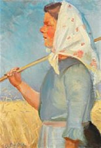 Harvest Girl Oil Painting by Anna Kirstine Ancher