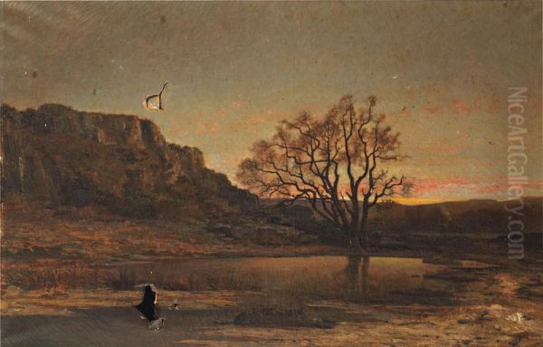 Paysage Le Soir Oil Painting by Tancrede Abraham