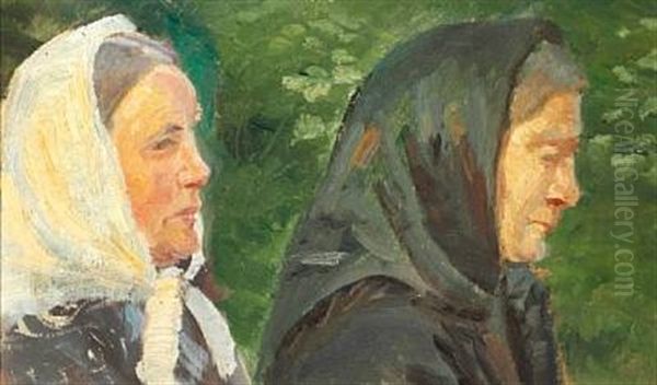 Two Women From Skagen Oil Painting by Anna Kirstine Ancher