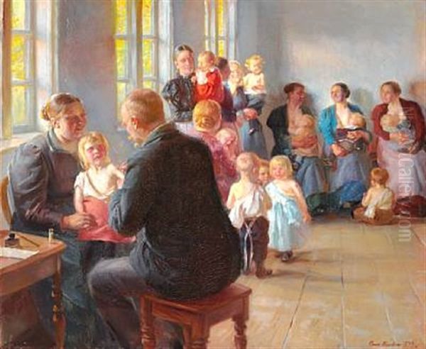 En Vaccination Oil Painting by Anna Kirstine Ancher