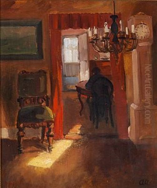 Sunlit Interior. Skagen Oil Painting by Anna Kirstine Ancher