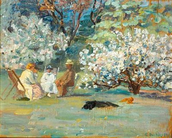 Summer Day In Brondum's Garden, Skagen Oil Painting by Anna Kirstine Ancher