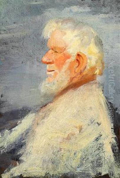 Gammel Fisker Med Hvidt Skaeg Oil Painting by Anna Kirstine Ancher