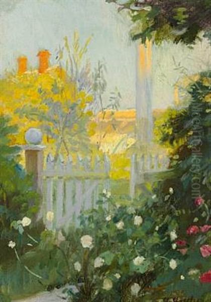 View From The Garden Gate At Markvej Where Anna Og Michael Ancher Lived Oil Painting by Anna Kirstine Ancher