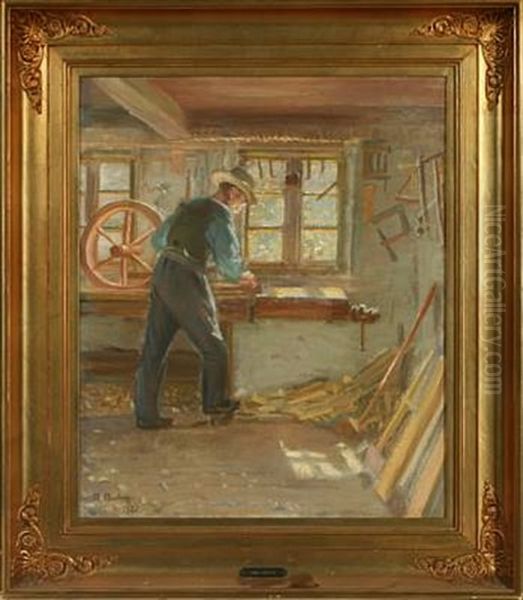 Interior From The Workshop Of The Old Coach Builder In Skagen Oil Painting by Anna Kirstine Ancher