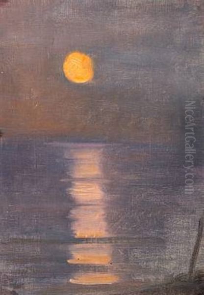 Moonlit Skagen Beach Oil Painting by Anna Kirstine Ancher