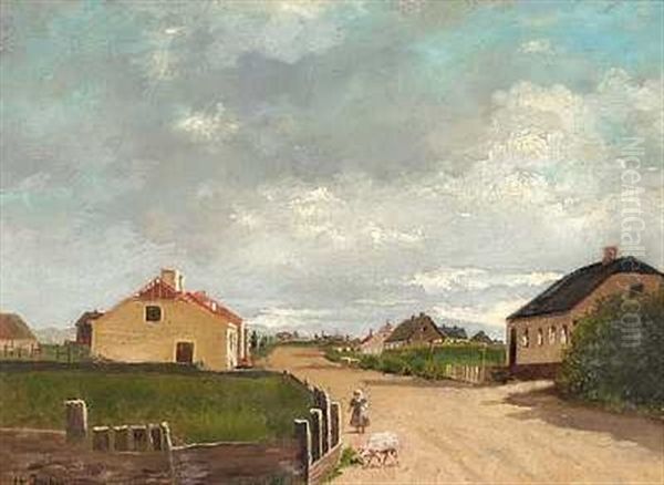 Gadeparti Med Lille Pige, Skagen Oil Painting by Anna Kirstine Ancher