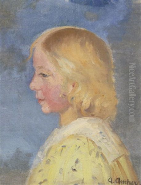 En Lille Pige Oil Painting by Anna Kirstine Ancher