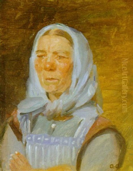 Portraet Af Fiskerkone Oil Painting by Anna Kirstine Ancher