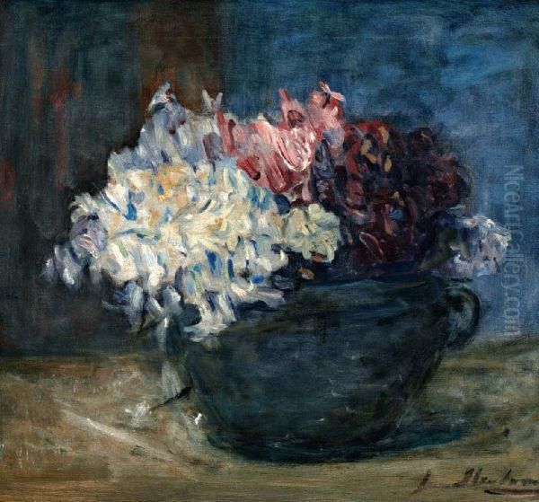 Bloemen In Zwarte Pot Oil Painting by Anna Adelaide Abrahams