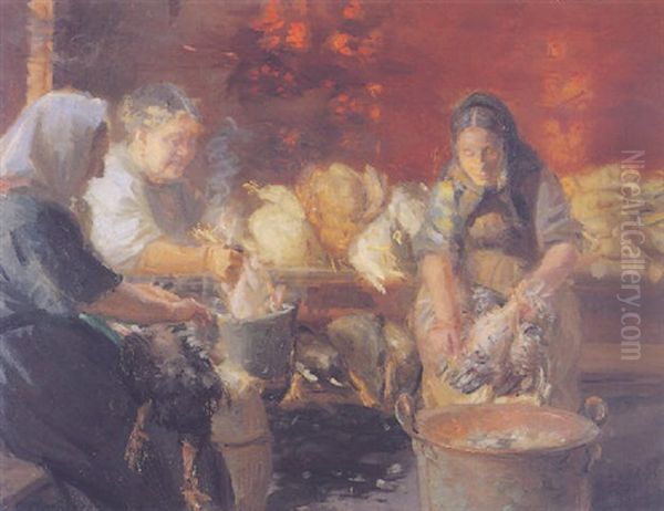 Koner, Der Plukker Hons Oil Painting by Anna Kirstine Ancher