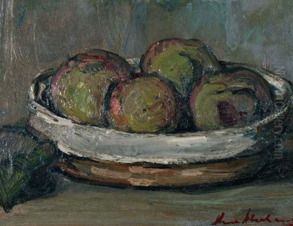 Stilleven Van Appels In Een Schaal Oil Painting by Anna Adelaide Abrahams