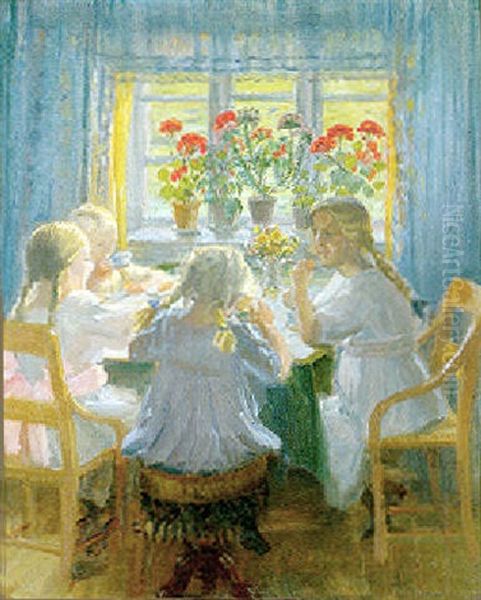 Afternoon Tea Oil Painting by Anna Kirstine Ancher