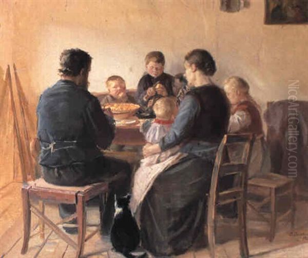 At The Table Oil Painting by Anna Kirstine Ancher