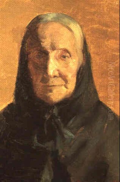 Portraet Af Kunstnerens Moder, Fru Brondum Oil Painting by Anna Kirstine Ancher