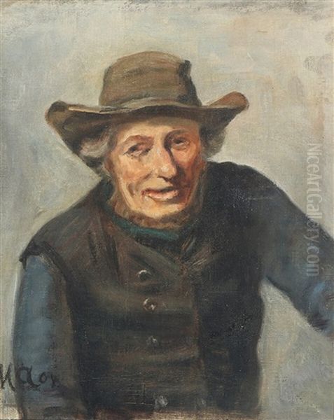 A Fisherman's Portrait Oil Painting by Michael Peter Ancher