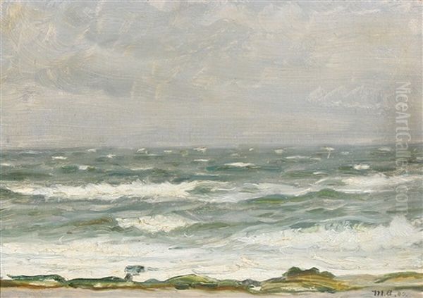 A View From The Coast Towards Choppy Waters Oil Painting by Michael Peter Ancher