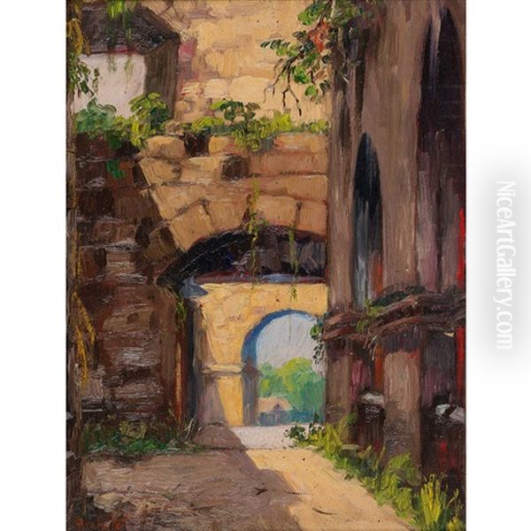 Intramuros Oil Painting by Isidro Ancheta