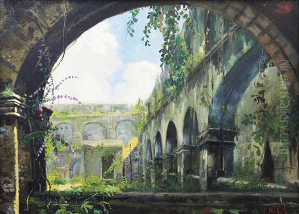 Intramuros Oil Painting by Isidro Ancheta