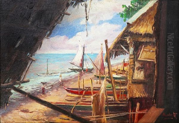 Beachscape Oil Painting by Isidro Ancheta