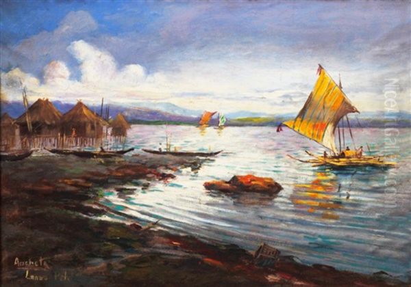 Lanao Lake, Mindanao Oil Painting by Isidro Ancheta