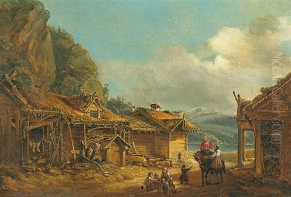 Le Village Norvegien Saime Oil Painting by Mikael Gustaf Anckarsvard