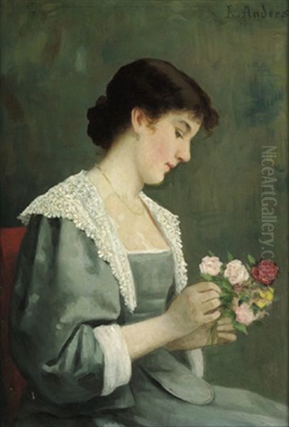 Dame Mit Rosen Oil Painting by Ernst Anders