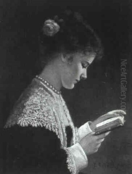 Young Lady Reading Oil Painting by Ernst Anders