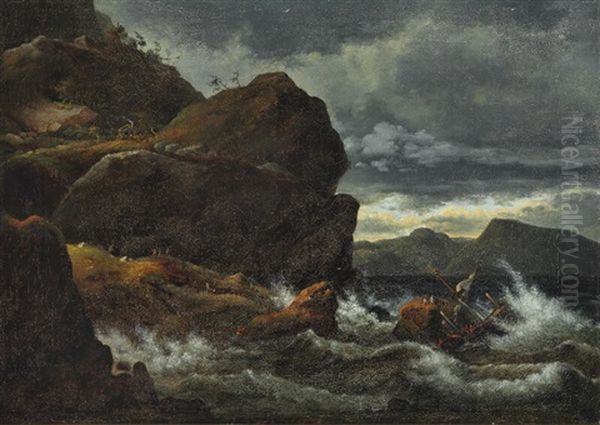 A Storm Near Kullen Oil Painting by Carl Christian Andersen