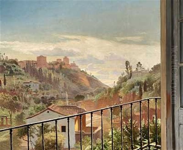 Udsigt Fra Alhambra Til Albaicin Oil Painting by Carl Christian Andersen