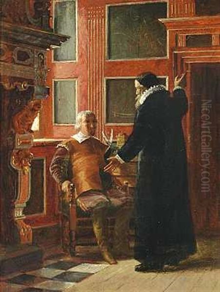 Praesten Ole Vind Praediker For Christian Iv (study) Oil Painting by Carl Christian Andersen