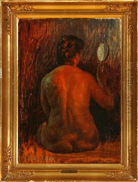 Study Of A Naked Lady Oil Painting by Cilius (Johannes Konrad) Andersen