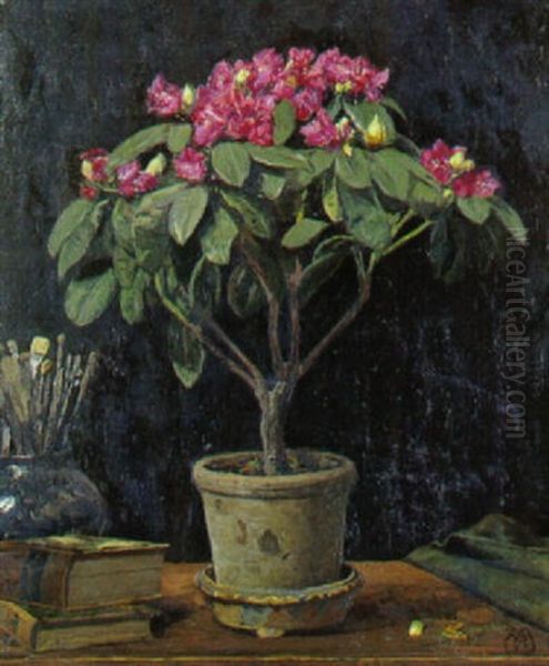 Rhododendron I Potte Oil Painting by Frederick-Georg Andersen