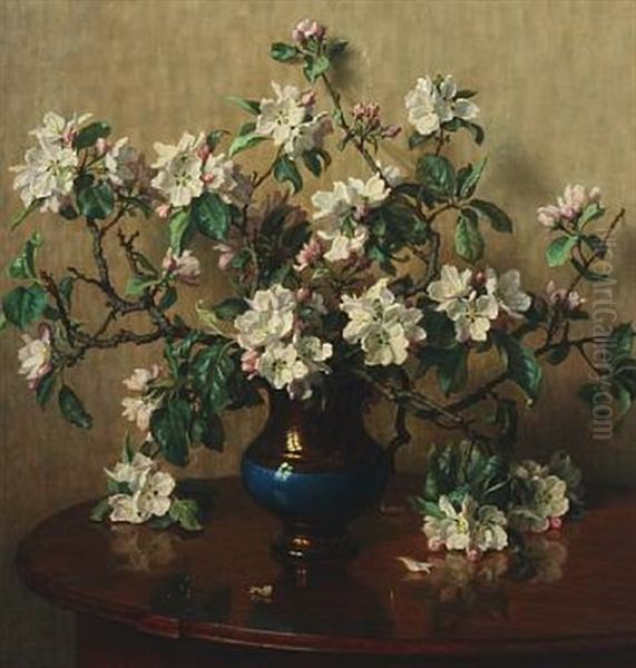 Still Life With Flowering Branches In A Vase by Wilhelm Andersen