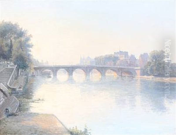 Scenery From Seinen, Paris Oil Painting by Wilhelm Andersen