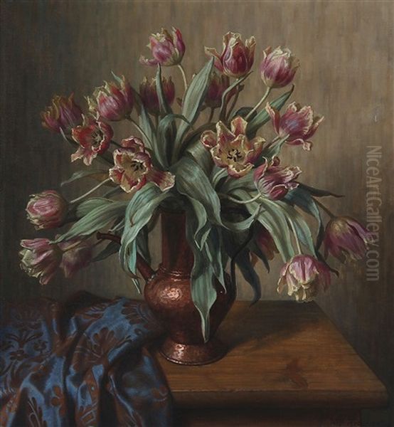 Still Life With Flowers In A Vase Oil Painting by Wilhelm Andersen