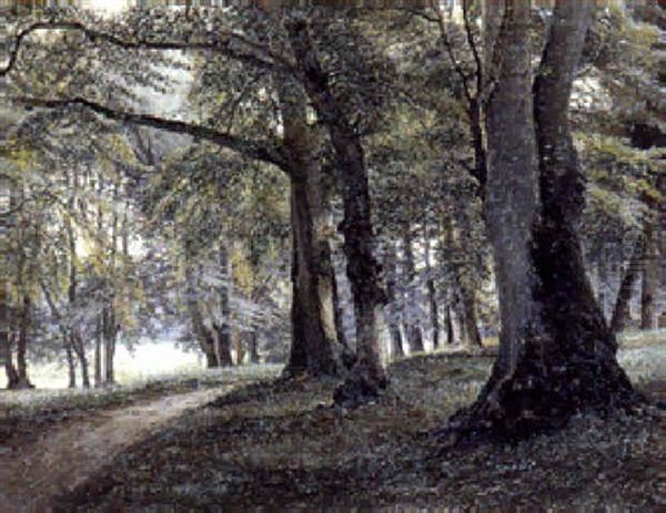 Vej Gennem En Skov Oil Painting by Wilhelm Andersen