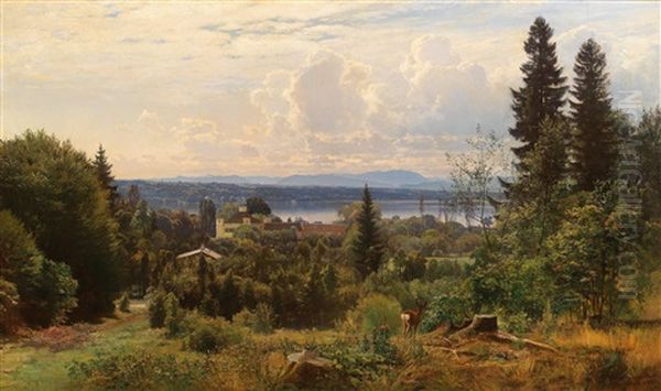 Sommertag Am Starnberger See, Im Vordergrund Schlos Possenhofen Oil Painting by Anders Andersen-Lundby