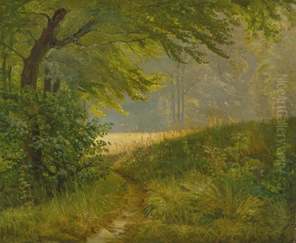 Kleiner Waldpfad Im Sommer Oil Painting by Anders Andersen-Lundby