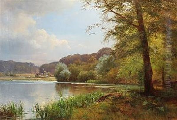 Danish Summer Landscape Oil Painting by Anders Andersen-Lundby