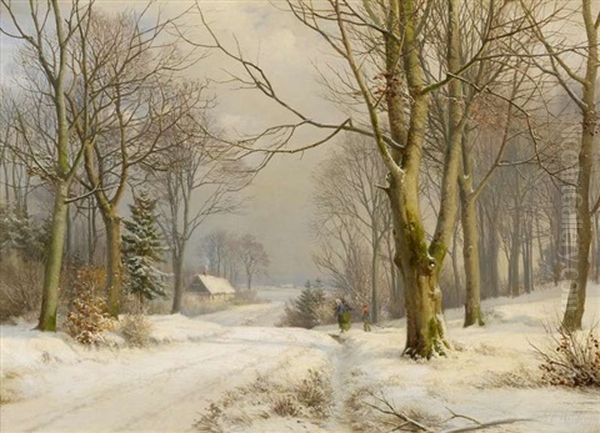 Winterwald Oil Painting by Anders Andersen-Lundby