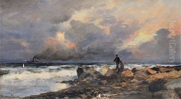 Evening Over The Coast Oil Painting by Anders Andersen-Lundby