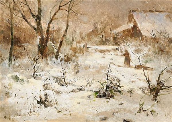 Am Tief Verschneiten Waldrand Oil Painting by Anders Andersen-Lundby